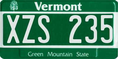 VT license plate XZS235