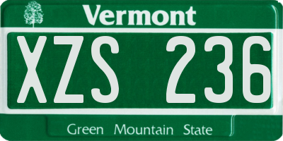 VT license plate XZS236