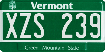 VT license plate XZS239