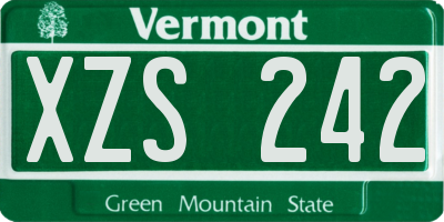 VT license plate XZS242