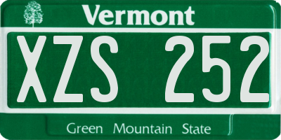 VT license plate XZS252