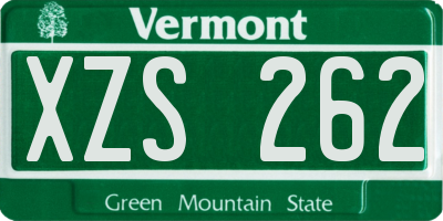 VT license plate XZS262