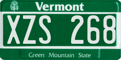 VT license plate XZS268
