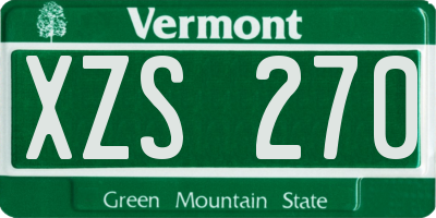 VT license plate XZS270