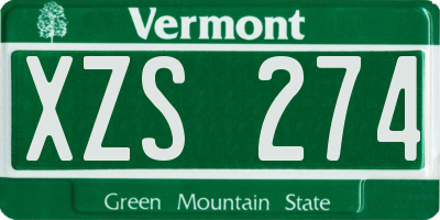 VT license plate XZS274