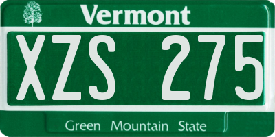 VT license plate XZS275