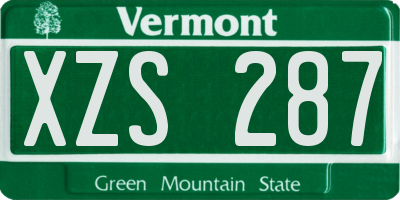 VT license plate XZS287