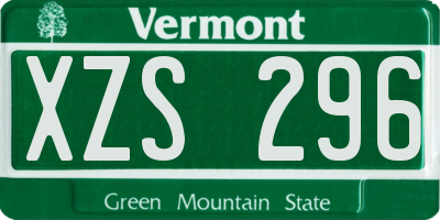 VT license plate XZS296