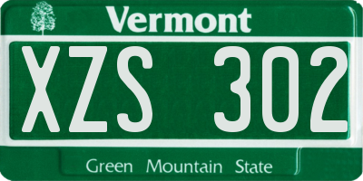 VT license plate XZS302