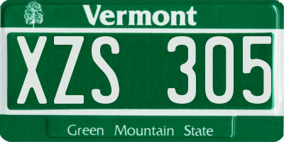 VT license plate XZS305