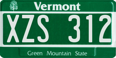 VT license plate XZS312