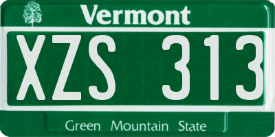 VT license plate XZS313