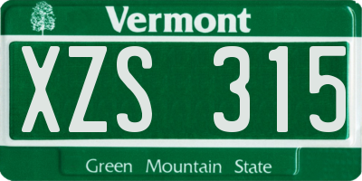 VT license plate XZS315