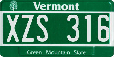 VT license plate XZS316
