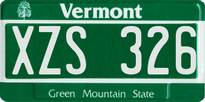 VT license plate XZS326