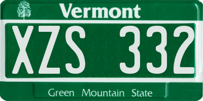VT license plate XZS332