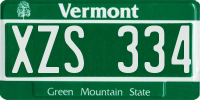 VT license plate XZS334