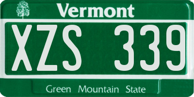 VT license plate XZS339