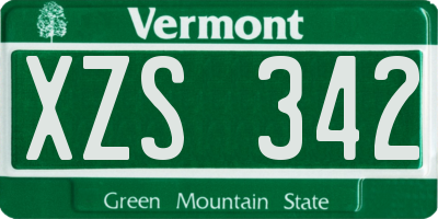 VT license plate XZS342
