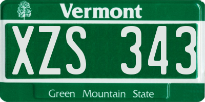 VT license plate XZS343