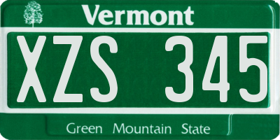 VT license plate XZS345