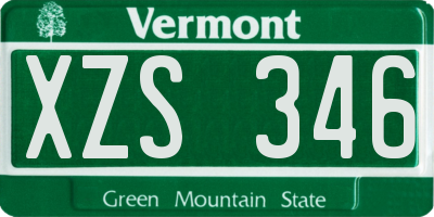 VT license plate XZS346
