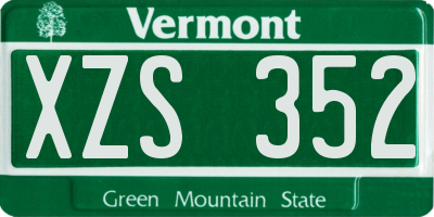 VT license plate XZS352
