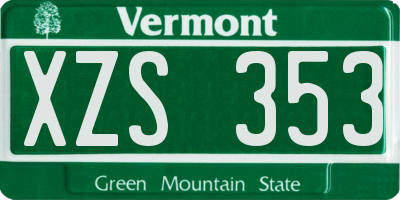 VT license plate XZS353