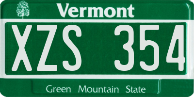 VT license plate XZS354
