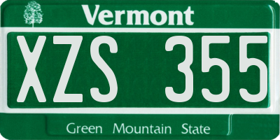 VT license plate XZS355
