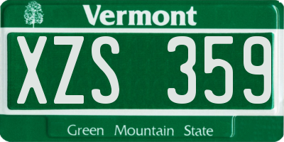 VT license plate XZS359