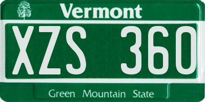 VT license plate XZS360