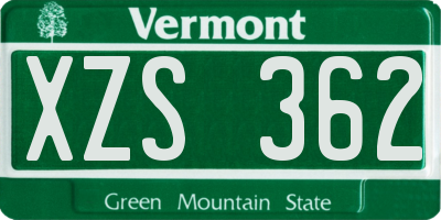 VT license plate XZS362