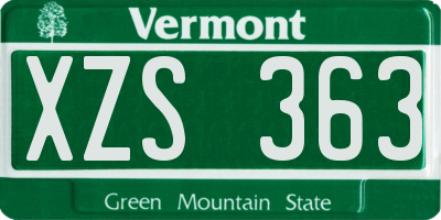 VT license plate XZS363