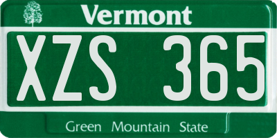 VT license plate XZS365