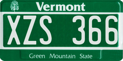 VT license plate XZS366