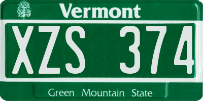 VT license plate XZS374