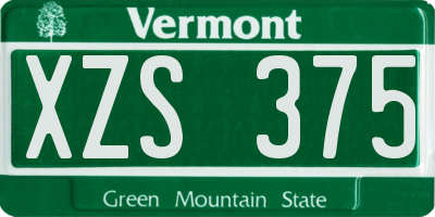VT license plate XZS375