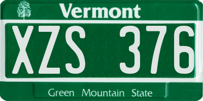 VT license plate XZS376