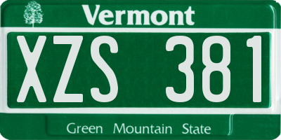 VT license plate XZS381