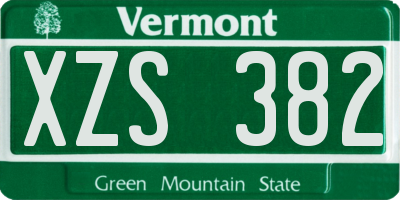 VT license plate XZS382