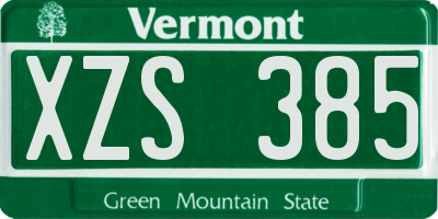 VT license plate XZS385