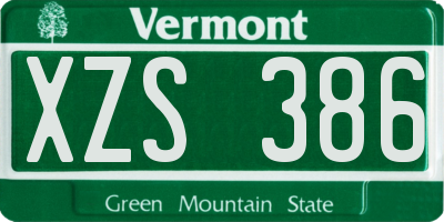 VT license plate XZS386