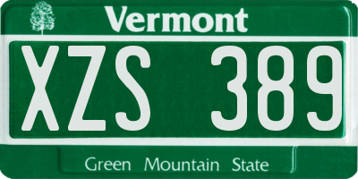 VT license plate XZS389