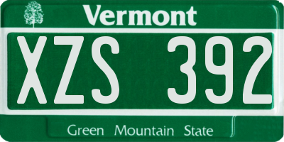 VT license plate XZS392