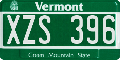 VT license plate XZS396