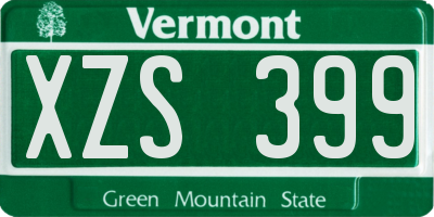 VT license plate XZS399