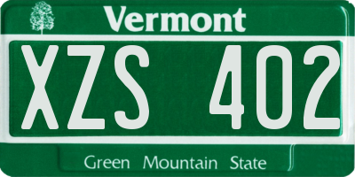 VT license plate XZS402