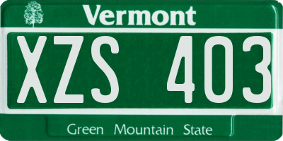 VT license plate XZS403