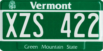 VT license plate XZS422